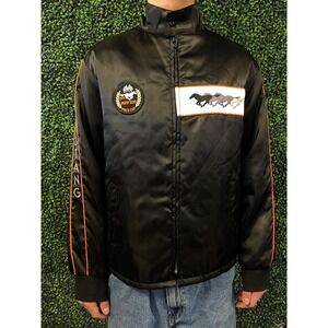 vtg 80s MUSTANG SHELBY RACING Jacket Large // black race car nascar le mans